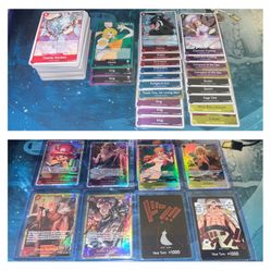 ONE PIECE OP8  “LOT” of 157 Cards w/ 3 Leaders, 19 Rare, 5 SR ,  2 SEC & 2 DON