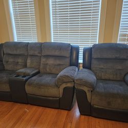 Grey 3 Couch Set (Loveseat,lazyboy, 3seat)