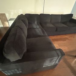 Living spaces suede sectional sofa