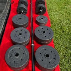 Weights With Barbell And Dumbbell Handles- Great Starter Set