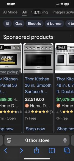 Thor Kitchen 36inc electric range