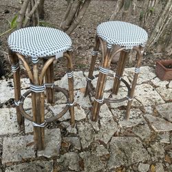 Pair Of Woven Barstools 