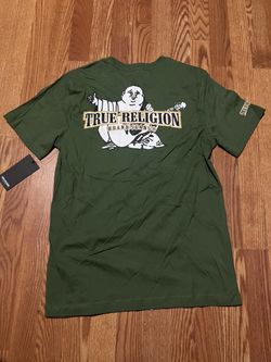 True Religion NWT Men Bronze green Buddha Crew neck T-shirt size Medium