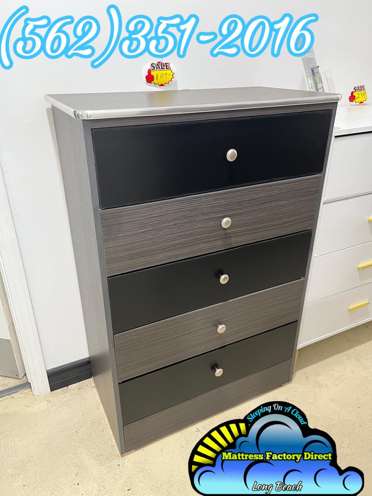 Grey And Black Five Drawer Dresser Chest Comoda Nueva