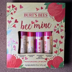 1 Burt's Bees Valentines Be Mine Lip Balms 4 Pack Gift Set / Fruit Fruity