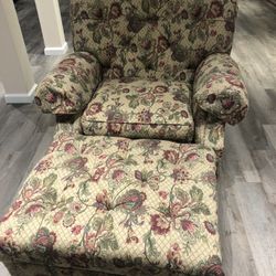 Ethan Allen chair and a half with matching ottoman