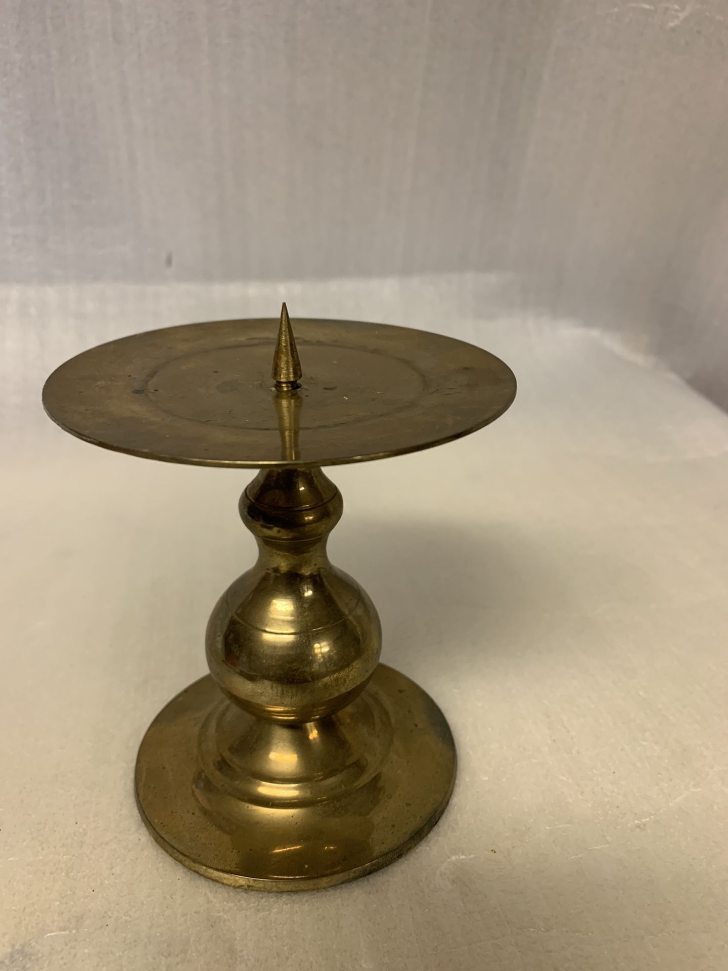 Vintage Brass Pillar Candle Holder Candlestick 5” Patina Boho Classic