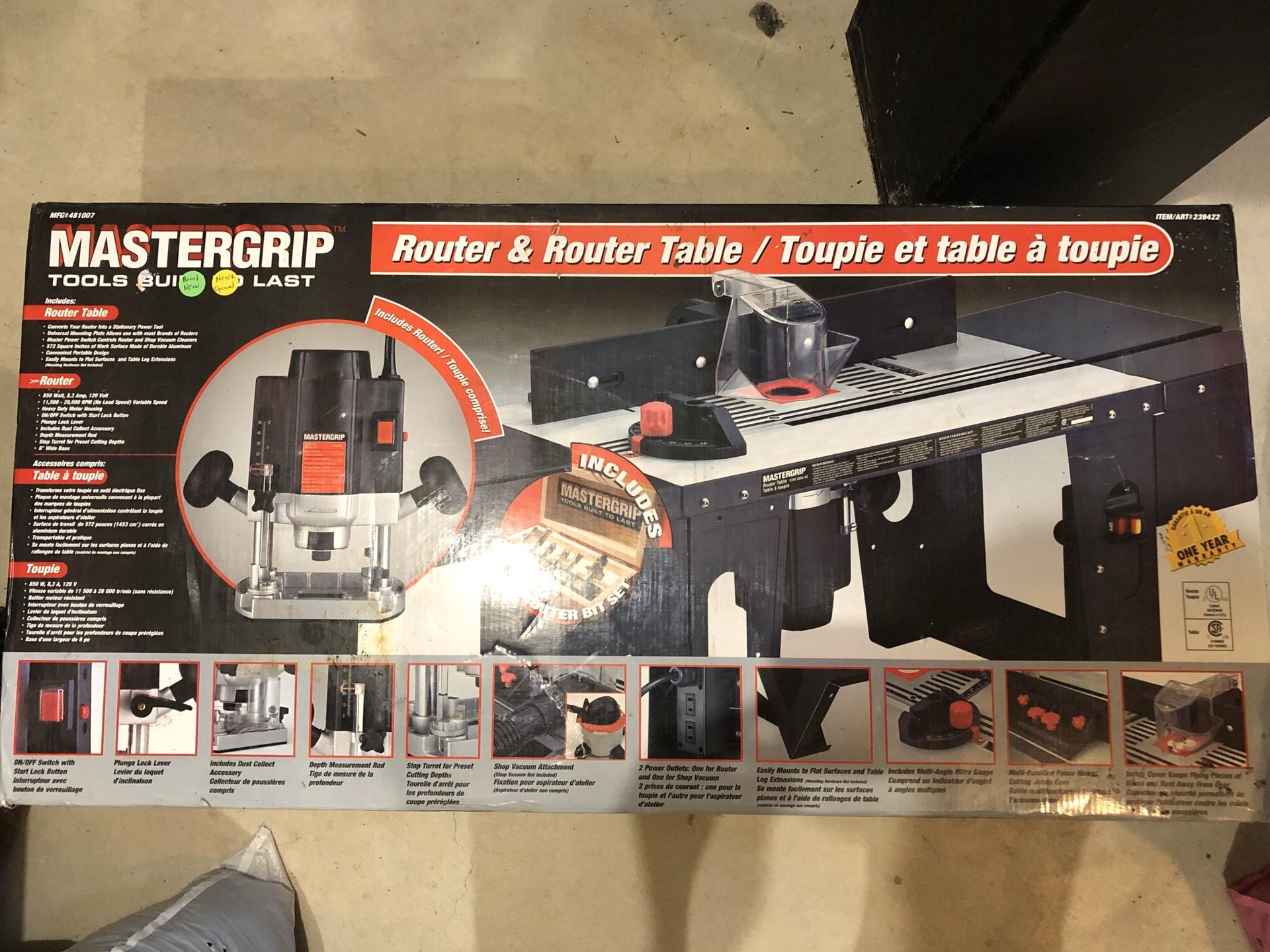Mastergrip Router + Router Table + Bits (481007)