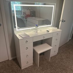 White vanity & LED Mirror 