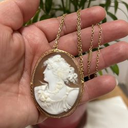 14k Necklace & Exquisite 1932 Cameo 10k Pendant/brooch 