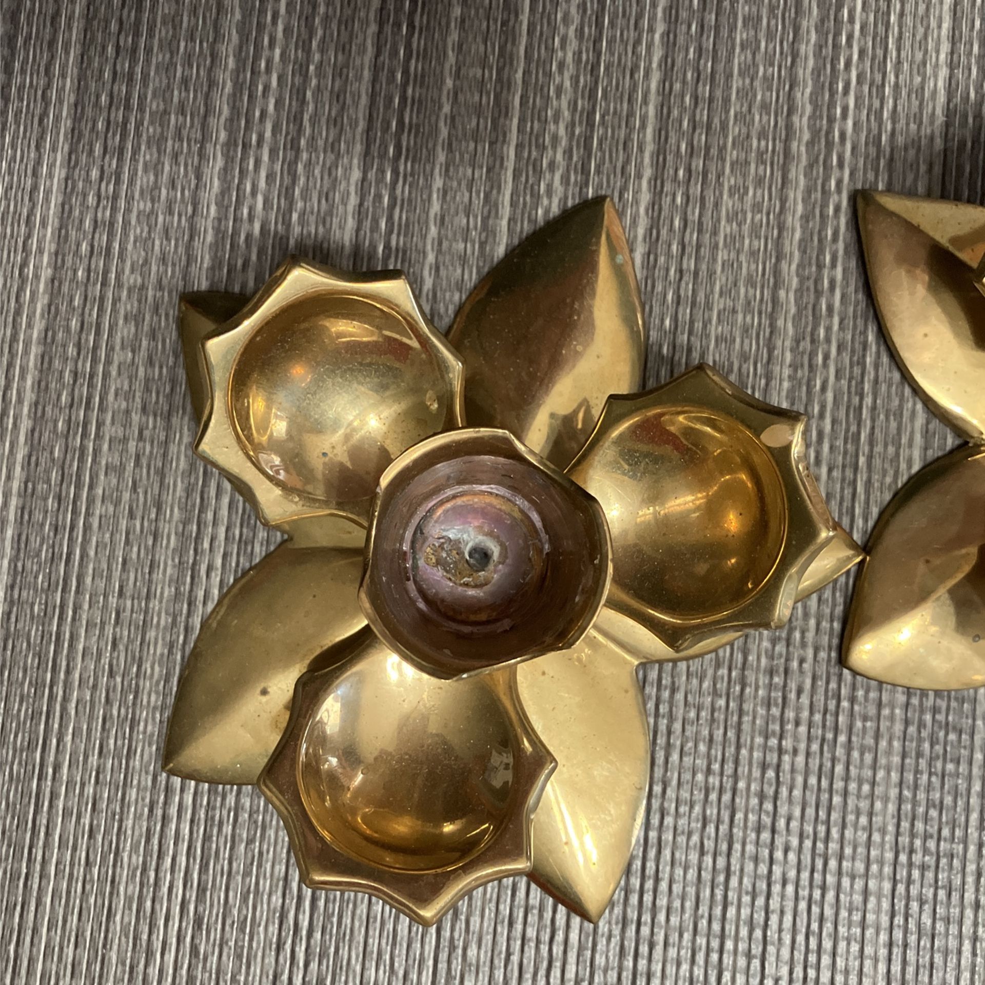 Brass candleholders