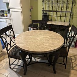 Round Stone-top Dining Table