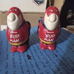 Vintage Bud Man Salt And Pepper Shakers 
