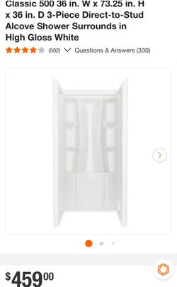 3-Piece Shower Wall Set (High Gloss White)