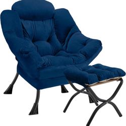 Chair with Ottoman (Navy) 