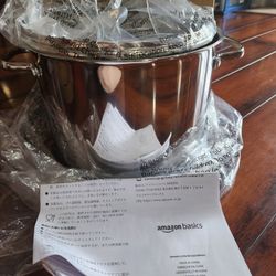 Amazon Basics Stainless Steel Stock Pot with Lid, 8-Quart, Silver