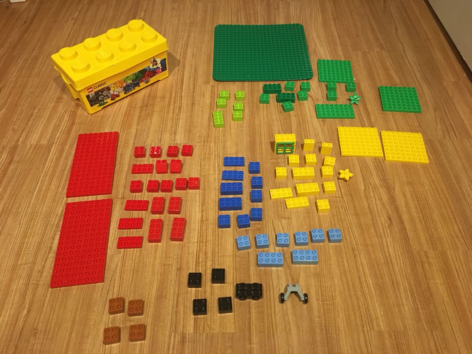 Assorted LEGOS- more than 80 Pieces - plus legos storage container