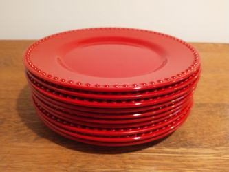 46 Piece Collection of Red Plastic Dinnerware
