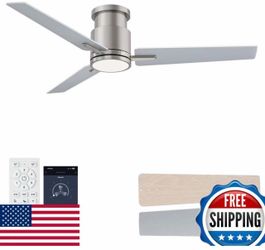 CJOY 48" Brushed Nickel Ceiling Fan Light Remote Reversible DC