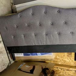 Full Size Gray Tufted Headboard and Frame