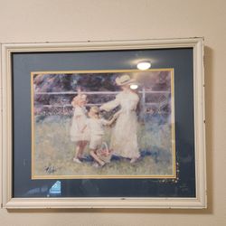 Playful Victorian Print With White Frame