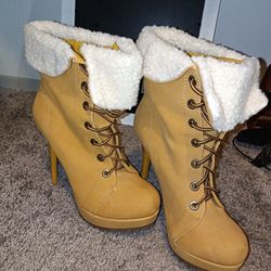 Yellow Heel Boots 