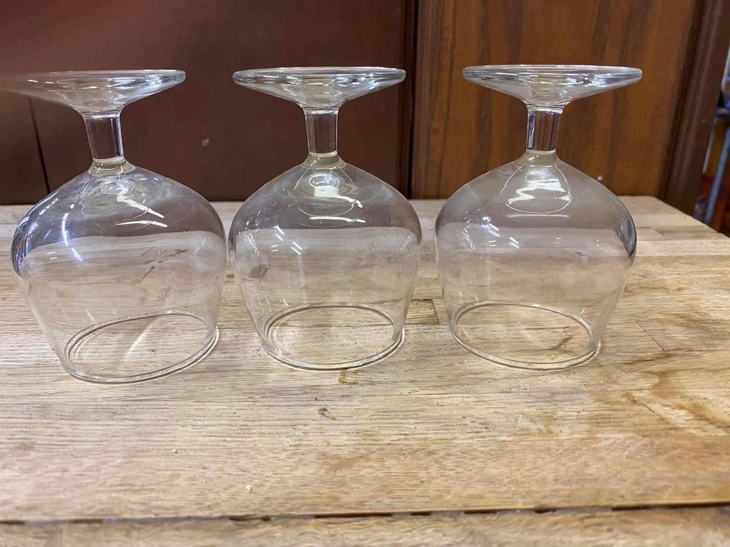 set of three brandy snifter glasses