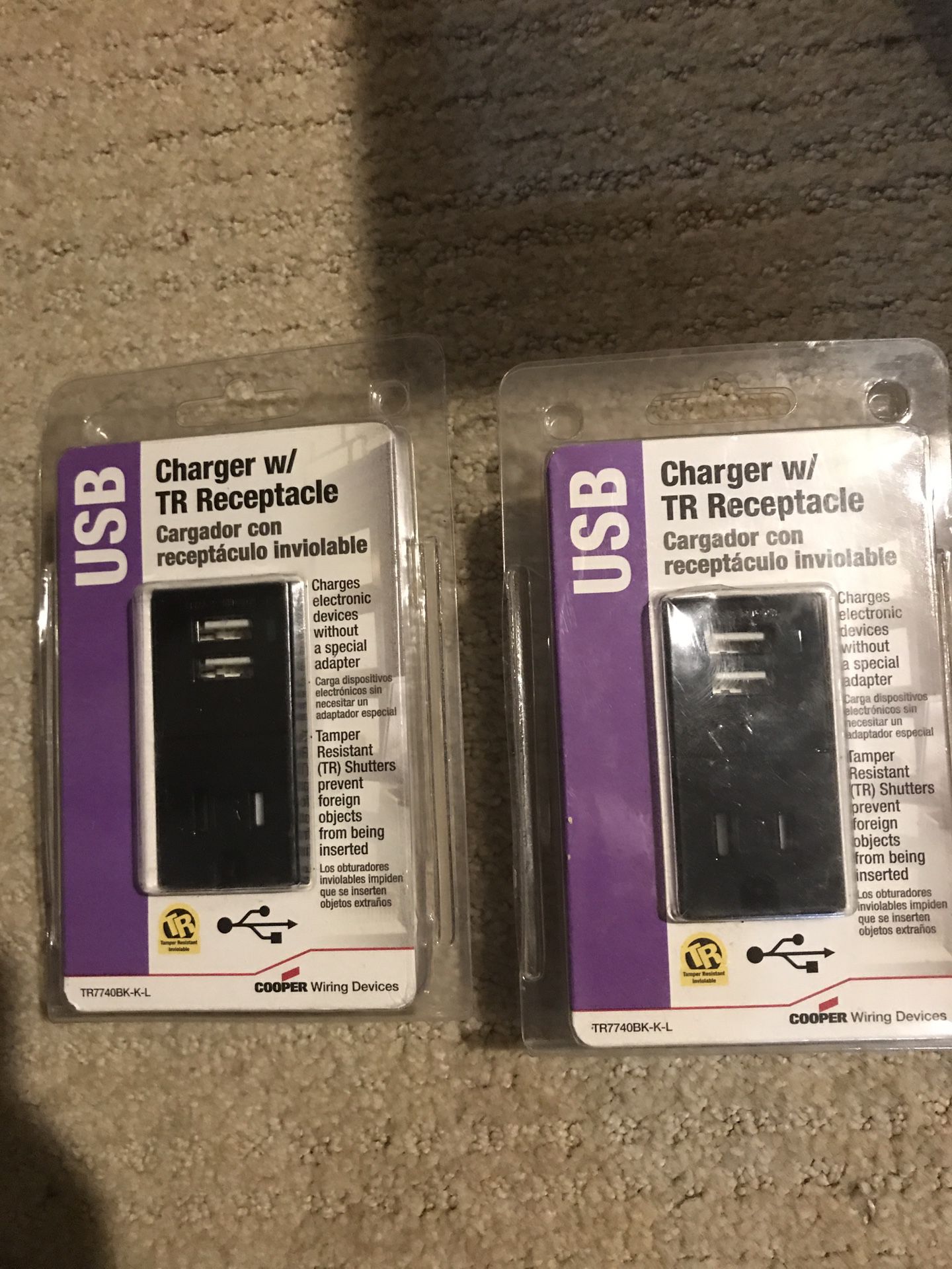 USB Charger w/ TR receptacle lot of 2