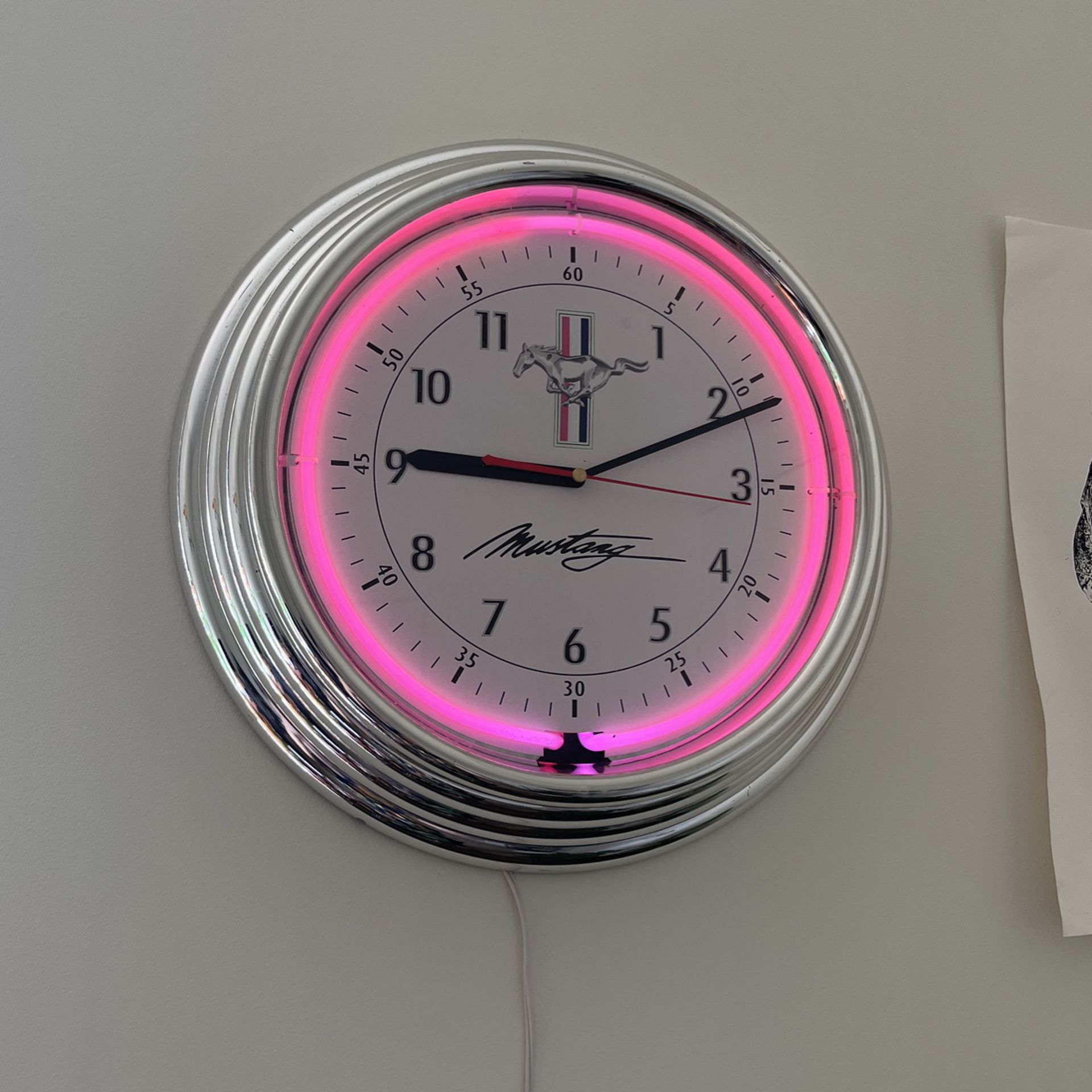 Vintage Neon Color Changing Mustang Clock