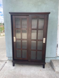 SEI Espresso Cabinet/Bookcase with sliding doors