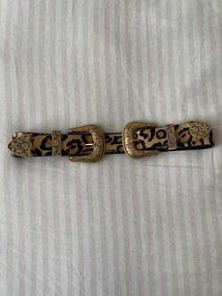 B-low the Belt Bri Bri leopard print calf hair with gold hardware