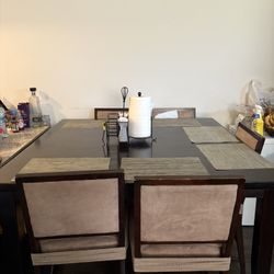 Dark Wood Dining Room Table With 6 Chairs 