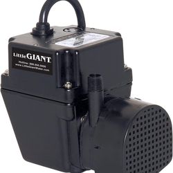 Little Giant 2E-38N-WG In-line/Submersible 300 GPH, 1/40 HP, 115 Volt Manual Small Oil-filled Aluminum Pump with 15-ft. Cord, Black 