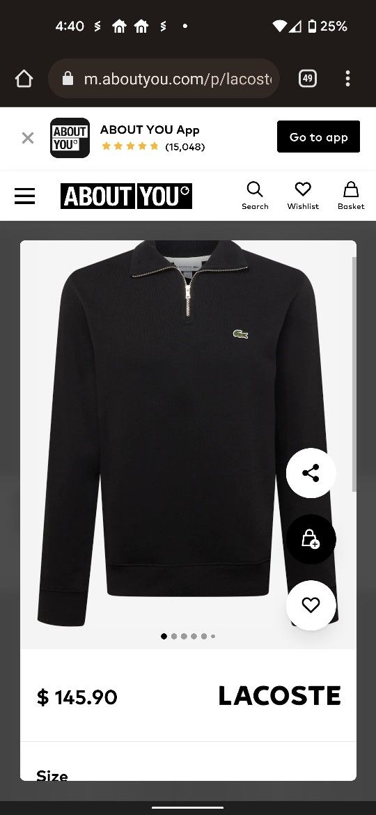 Lacoste Black Pullover Sweatshirt Sweater