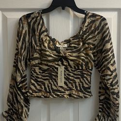 Brand New Zebra Print Crop Top Size S Juniors 