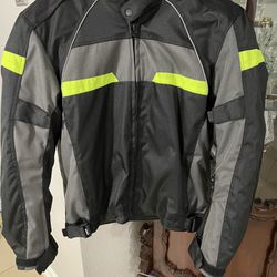 A&H Mens Textile Biker Riding CE Size Large Armored Waterproof All-Weather Motorcycle Jacket