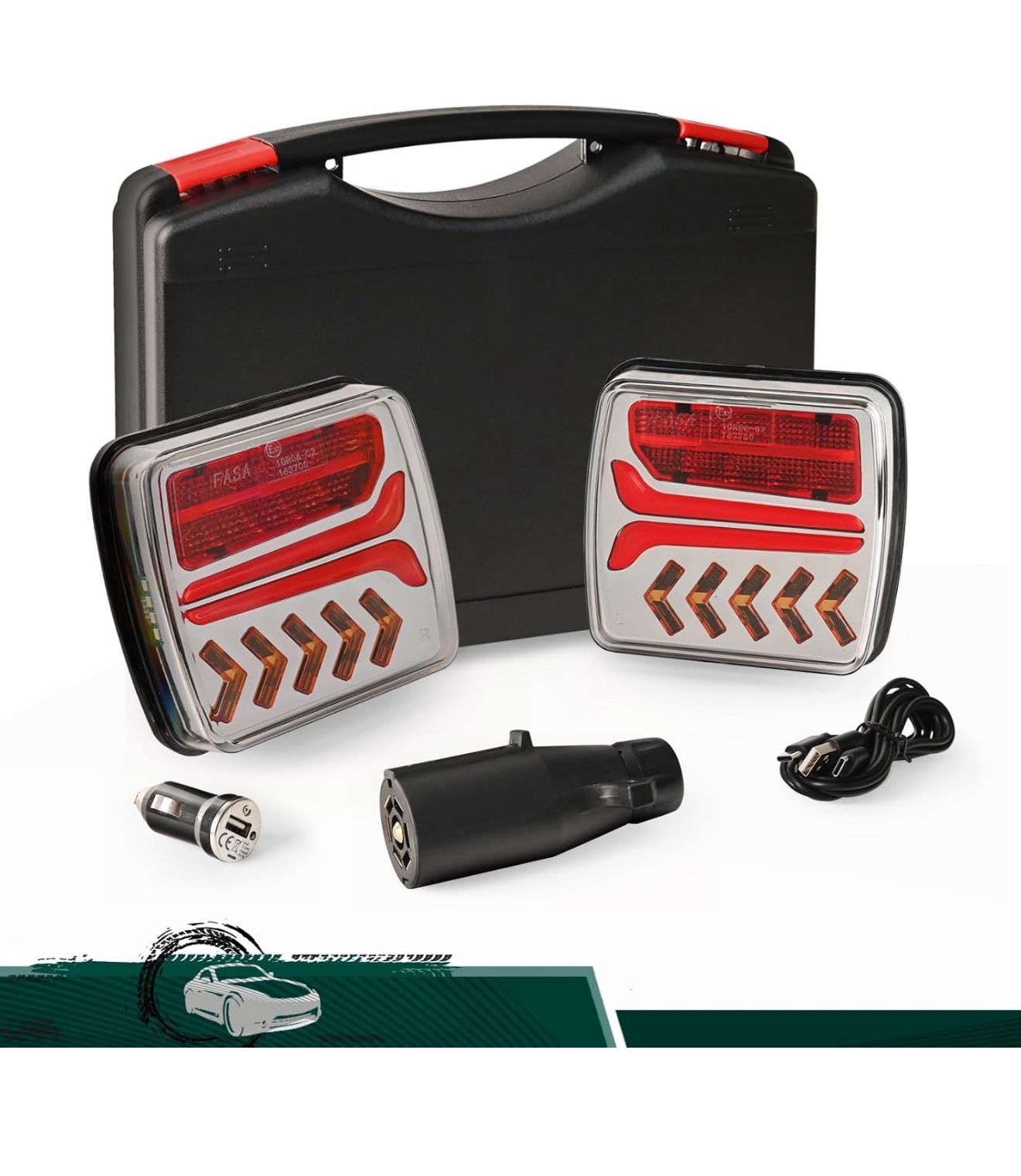 Wireless Trailer Lights, Magnetic LED Rechargeable and Portable Tow Lights Kit for Trucks, RVs, Campers, Boats, Caravans, and Wreckers