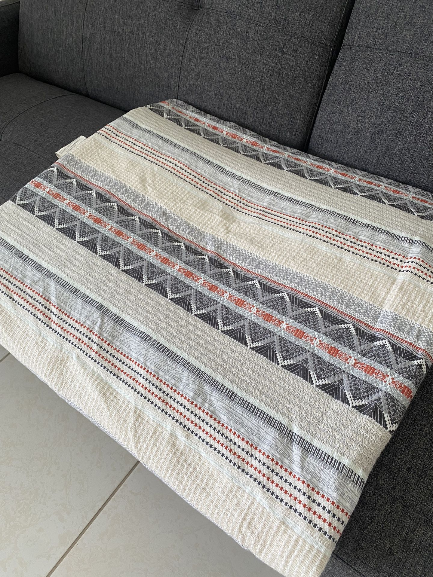 King Size Organic Nordic Stripe Jacquard Duvet Cover from West Elm *Must sell by Friday 10/10*