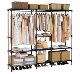 Freestanding Garment Rack with Shelves