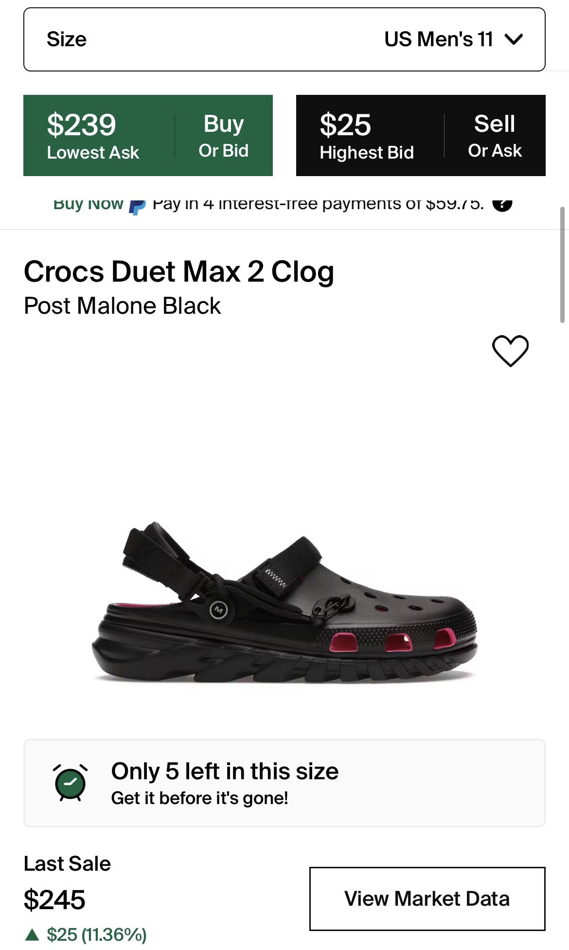 Post Malone X Crocs Duet Max 2 Clog Men s shoes