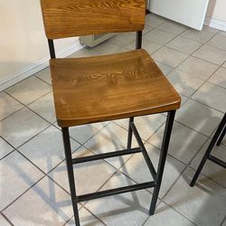 Set of 2 Bar Chairs, Tall Bar Stools with Backrest
