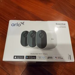 Arlo Essential Spotlight Camera - 3 Pack - Wireless Security, 1080p Video, Color Night Vision, 2 Way Audio, Wire-Free, Direct to WiFi No Hub Needed, W