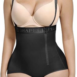 Black High-Waisted Body Shaper w/ Straps & Zipper, 4XL