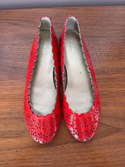 Coach Carson Ballet Flats Red Patent Leather Laser Cut Women's 5BNew w/Defects