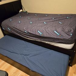 Twin Trundle Bed Espresso Great Condition 