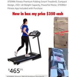 New in box XTERRA TR150 Fitness Premium Folding Smart Treadmill, Compact Design, 250+ LB Weight Capacity, Powerful Motor, XTERRA+ Fitness  $350 cash o