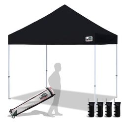 Eurmax 8 X 8 Pop Up Canopy Tent With Black Top And Water Leg Weights