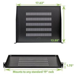 NavePoint Cantilever Server Shelf Vented Shelves Rack Mount 19 Inch 1U Black 14 Inches (350mm) deep