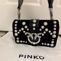 Pinko Mini Love Velvet Pearls Bag Purse