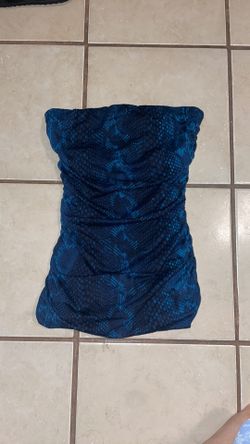 Express Real Blue Snake Skin Tube Top